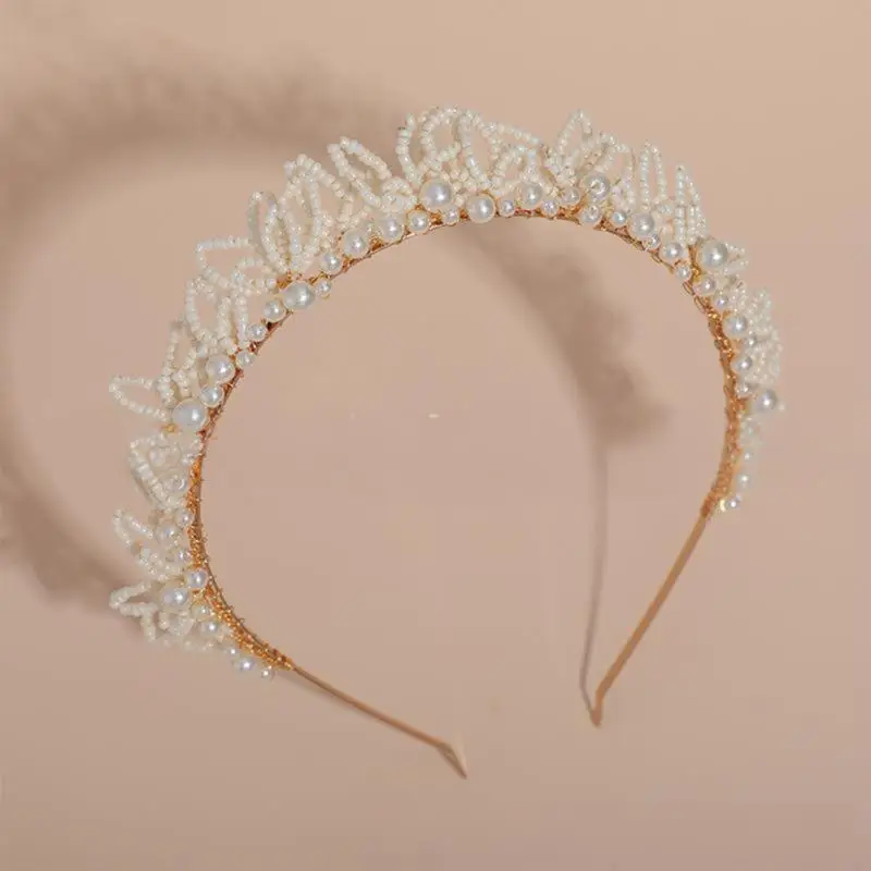 270D 가짜 진주 장식 결혼식을위한 바로크 헤어 밴드 갈라 사진 촬영 경량 머리띠 실용적인 헤어 피스