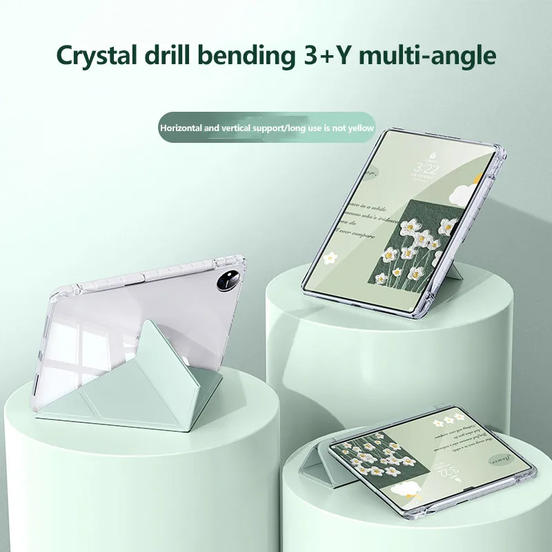 Y Folding Acrylic Transparent Hard Case for Honor MagicPad 2 12.3 2024 ROD2-W09 with Pencil Holder