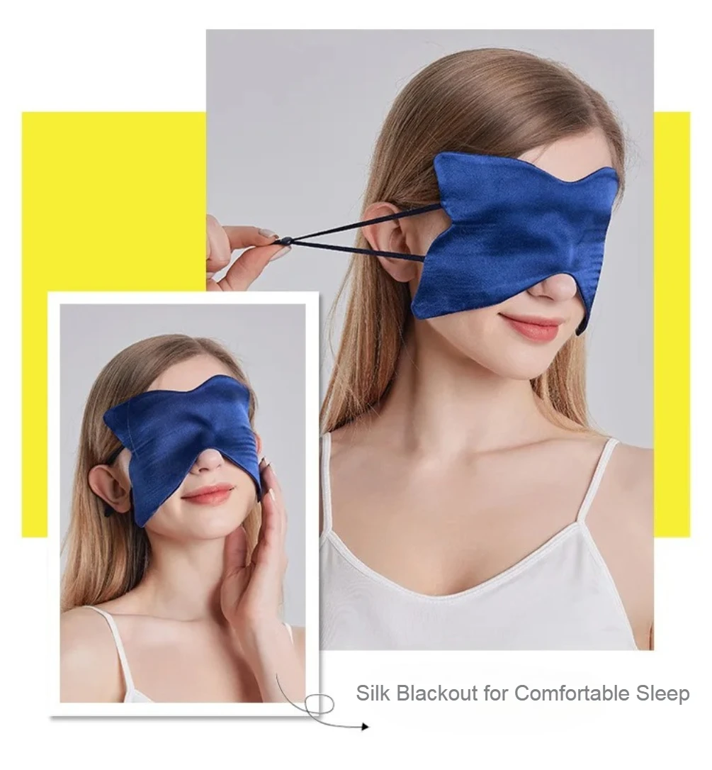 ฤดูร้อนผีเสื้อ Double Silk Eye Mask ผ้าไหมหม่อน 100% Sleep Eye Mask ผู้หญิง Breathable และ Cooling Eye Mask