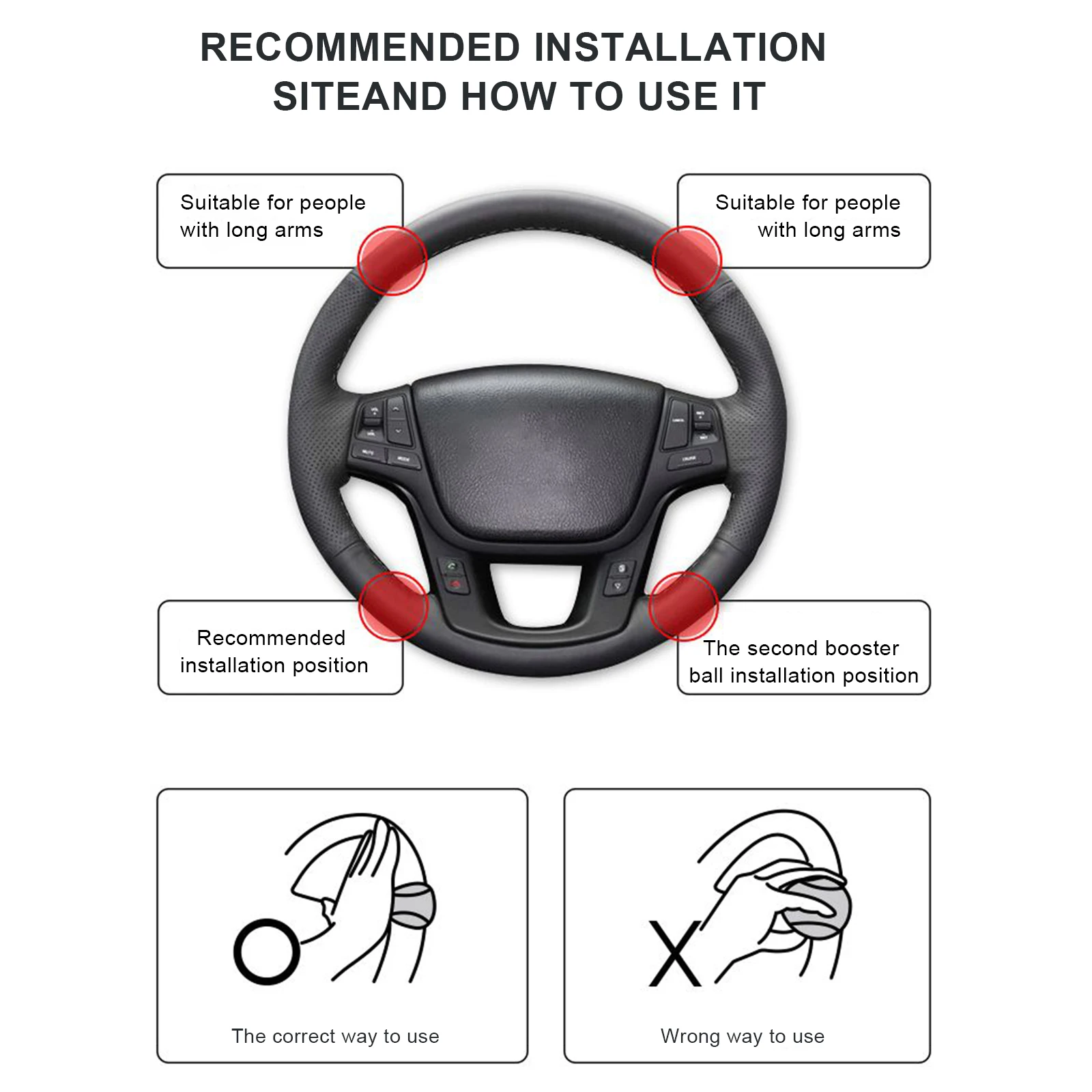 Car Steering Wheel Booster 360 Degree Rotation Steering Wheel Knob Ball Labor-saving One Hand Car Turning Helper Steering Booste