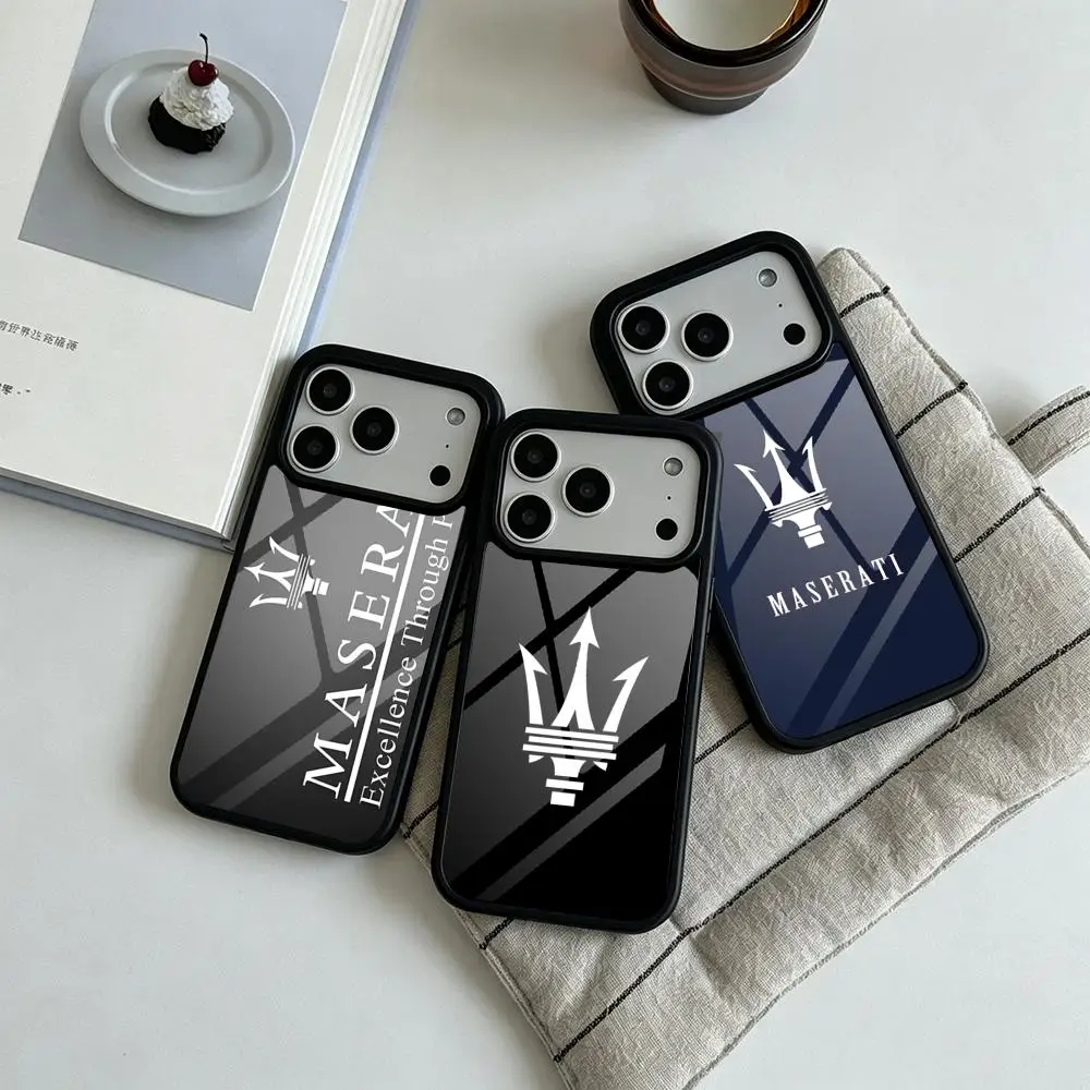 M-maseratis Sportwagen Handyhülle Silikon PC+TPU Hülle für iPhone 17 16 14 11 12 15 13 Pro Max 8 7 6 Plus X SE XR Hartschale