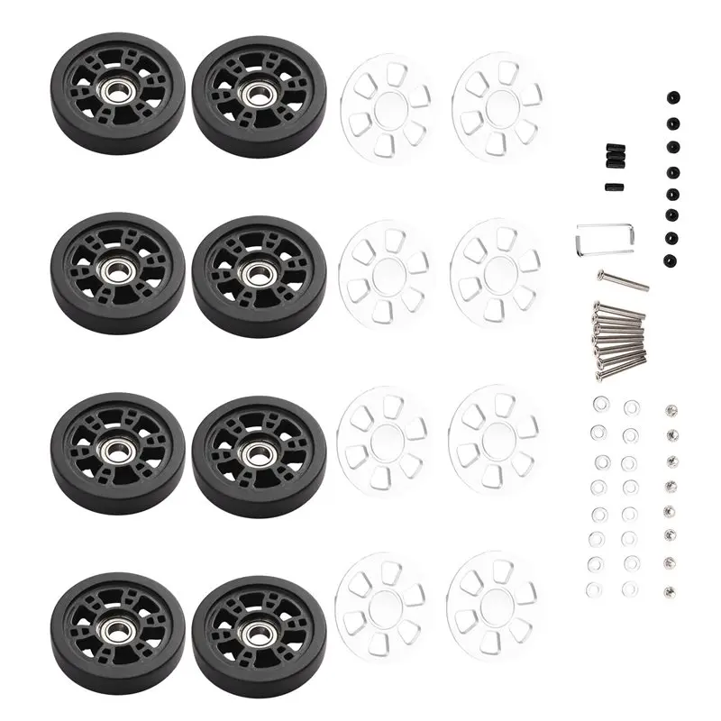 AT19-8PCS Luggage Wheels Replacement 55X12mm Silver