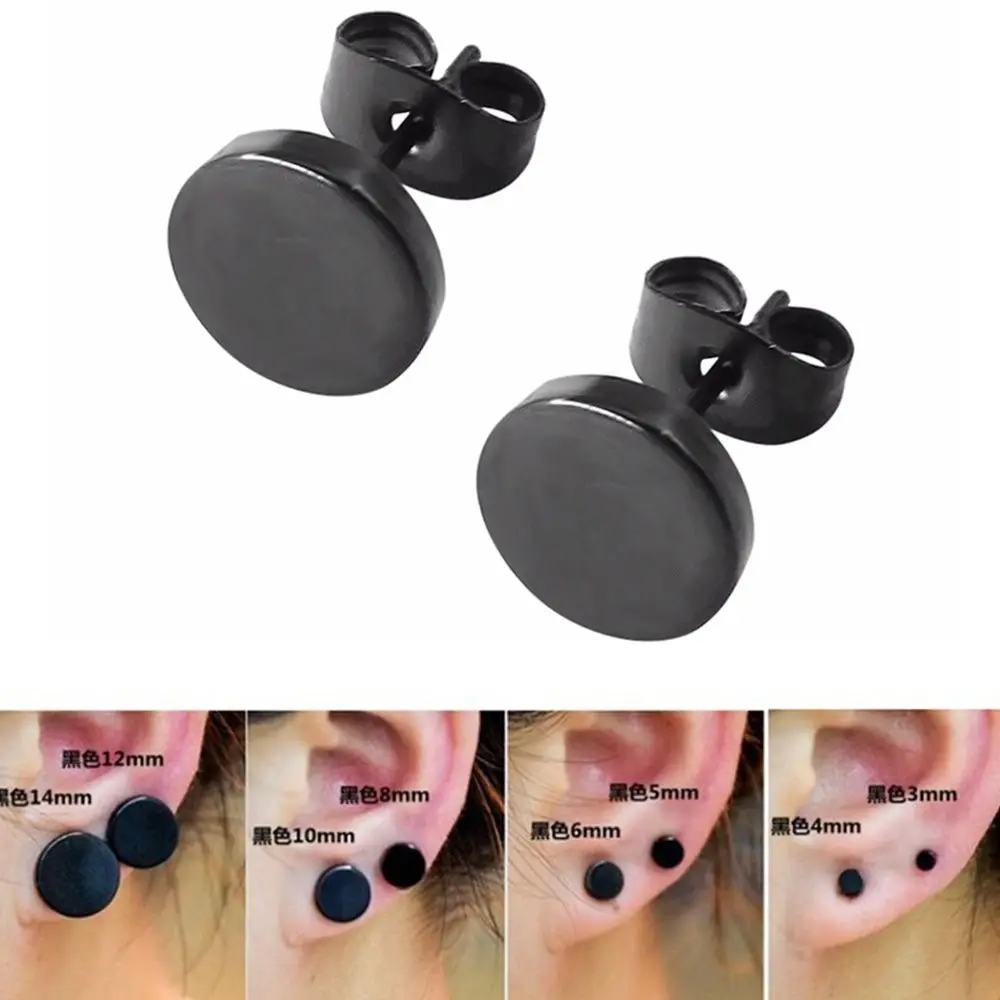 

Hot Sale 1 Pair for Gift with Butterfly Clasp Push Black Ear Studs for Women Men Earrings Stainless Steel Earrings