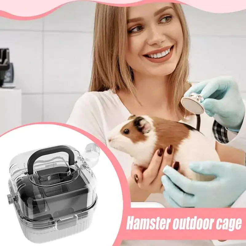 New Hamster Cage Portable Translucent Outer Basket Flower Branch Mouses Golden Wire Bear Panoramic Outer Bag Pet Supplies