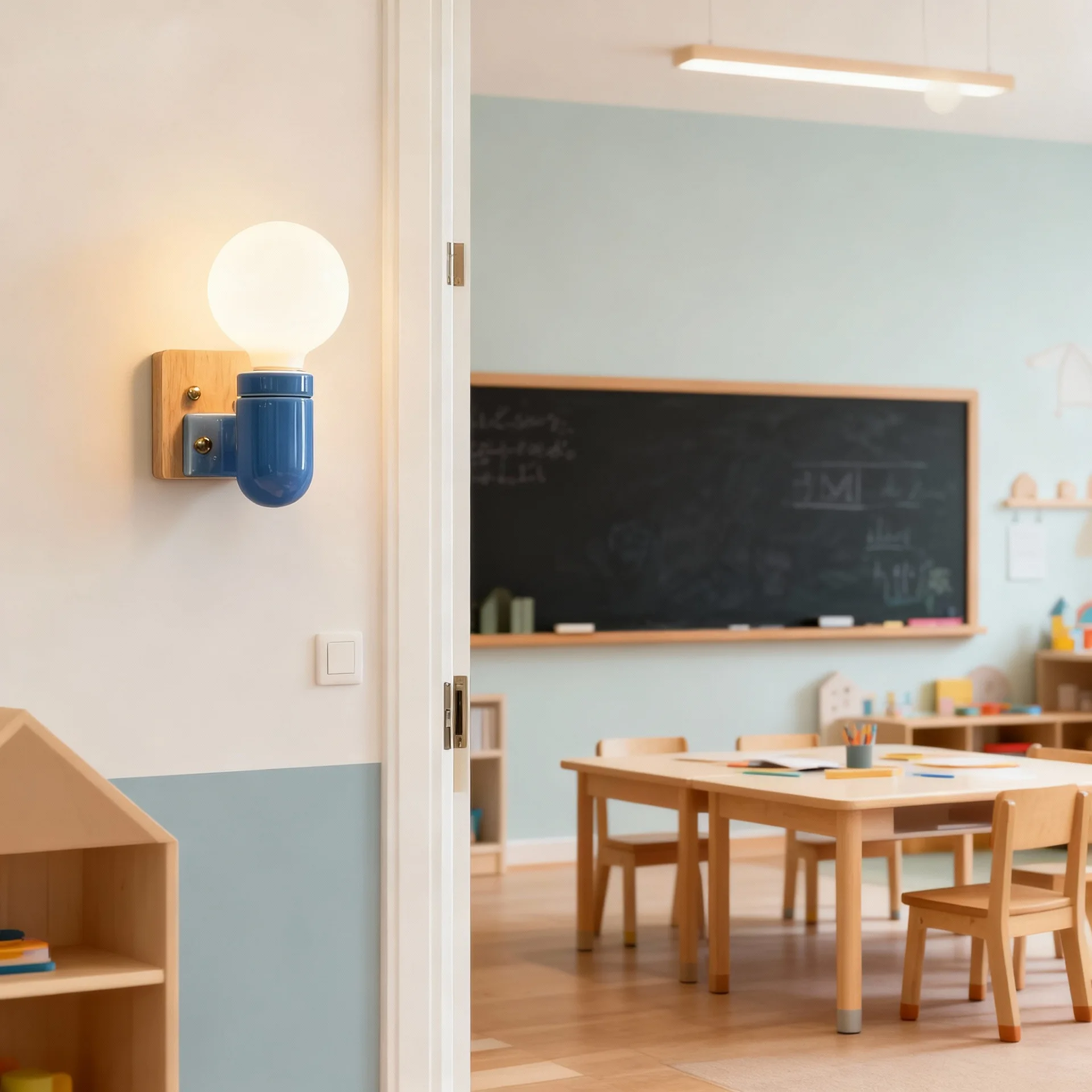 غرفة الأطفال خشب متين اللون السيراميك الجدار مصباح غرفة نوم السرير مصباح للزينة الممر مدخل شرفة وحدة إضاءة LED جداريّة مصباح #4