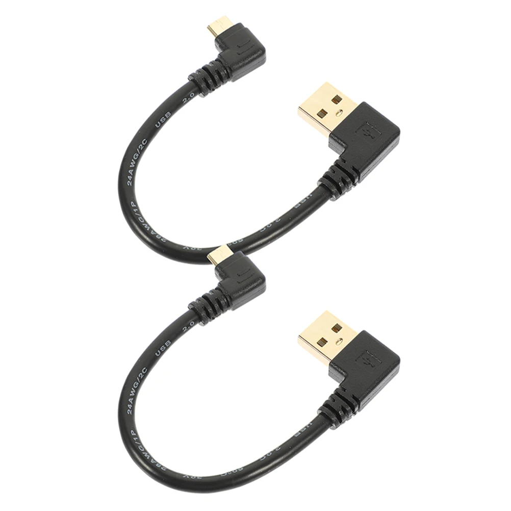 

2pcs Micro USB Cable 6Inch Gold Plated Right Angle Connector Fast Charging Data Transfer Compact Design Zinc Alloy