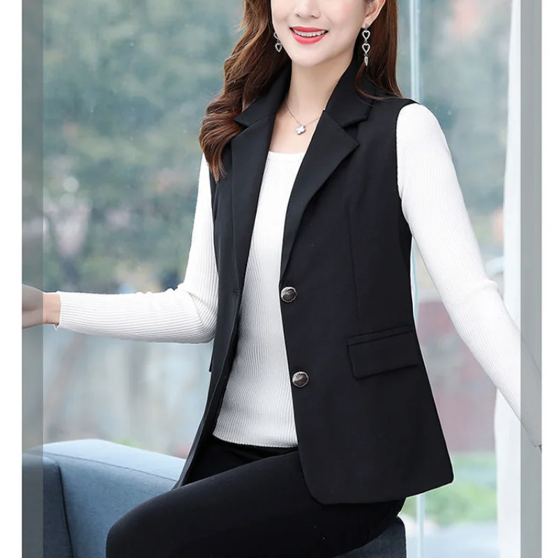 Western femmes printemps et automne nouveau polyvalent tempérament décontracté sans manches costume gilet haut