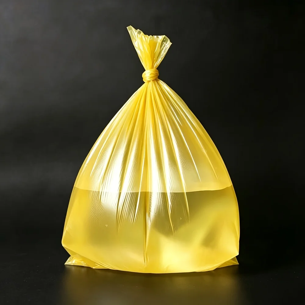 5 Rolls 100Pcs Yellow Thick Garbage Bags Leakproof Odor Resistant Bin Bags for Home Kitchen Office