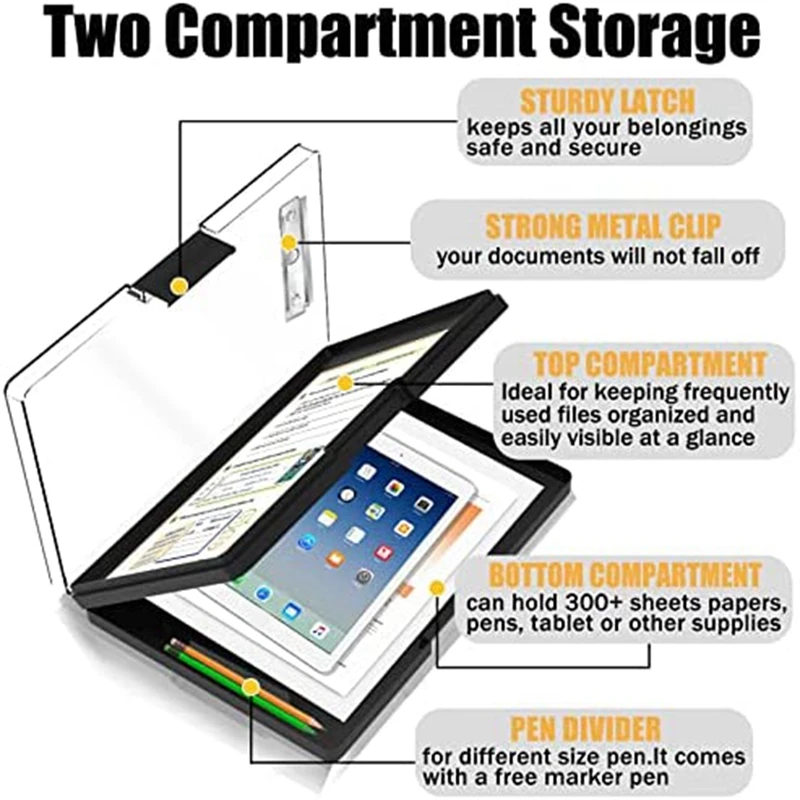 Appunti con archiviazione, 13,3x9,5 pollici con 2 scomparti di archiviazione, appunti per appunti a secco appunti per infermieri In plastica