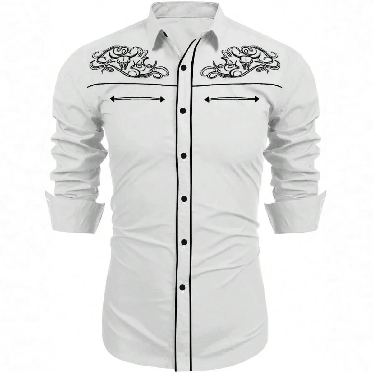 Men's Coat Top Fashion Printed Shirt Western Style Men's Long Sleeve Casual Shirt