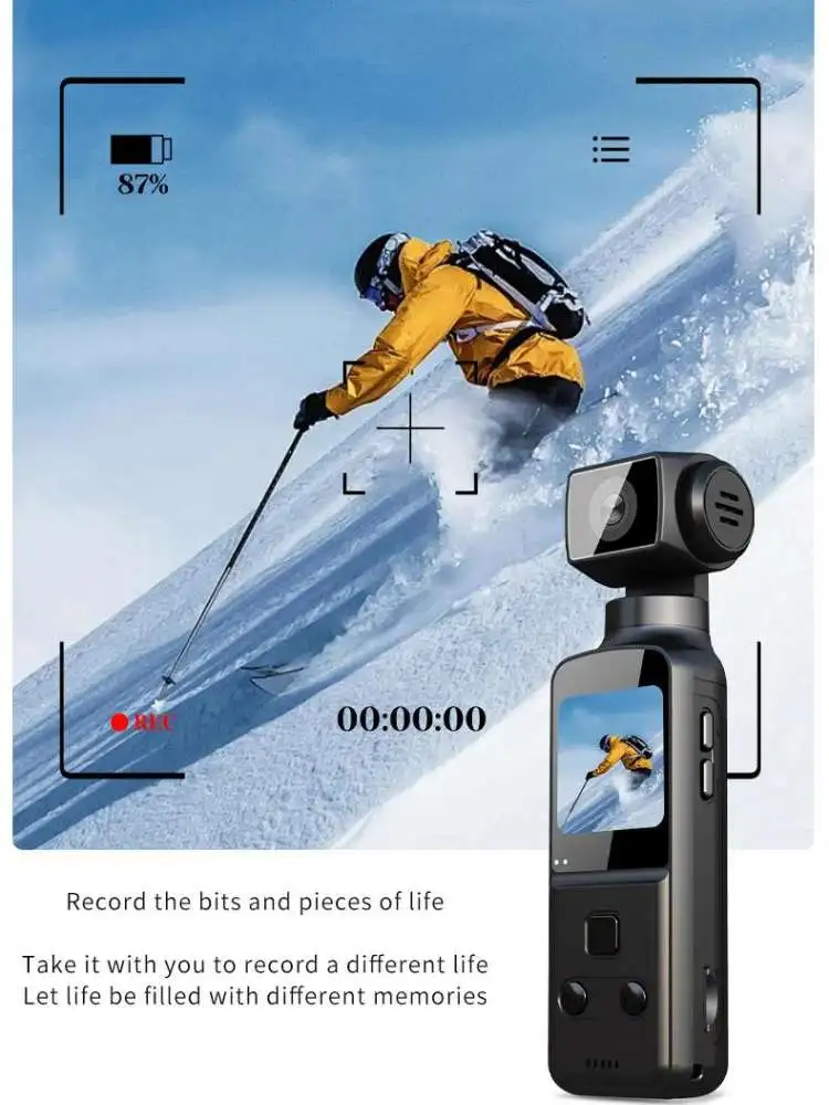 Generische 4K-Actionkamera mit 270° drehbarem Objektiv ° Tragbare Taschenkamera für Outdoor-Radfahren