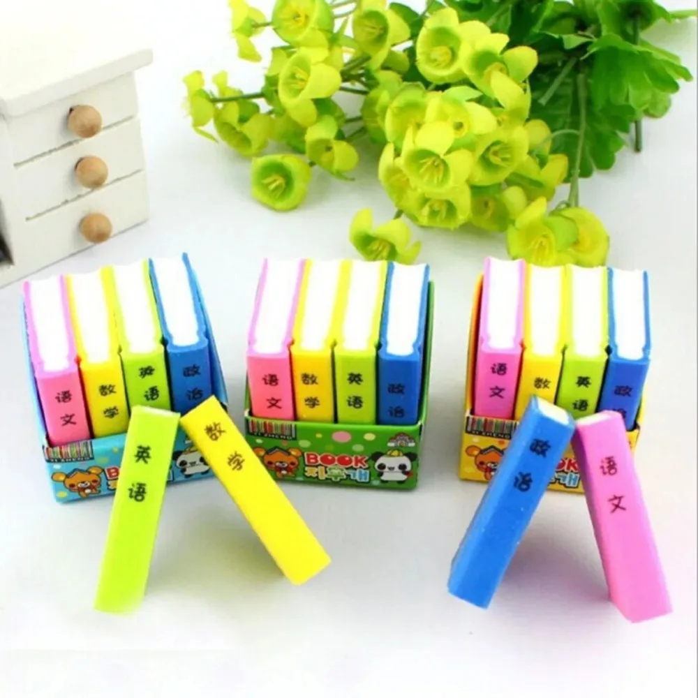 4pcs/set Korean Creative Stationery Cartoon Color Textbook Eraser Cute Primary School Students Festival Prize Gift Kawaii Eraser