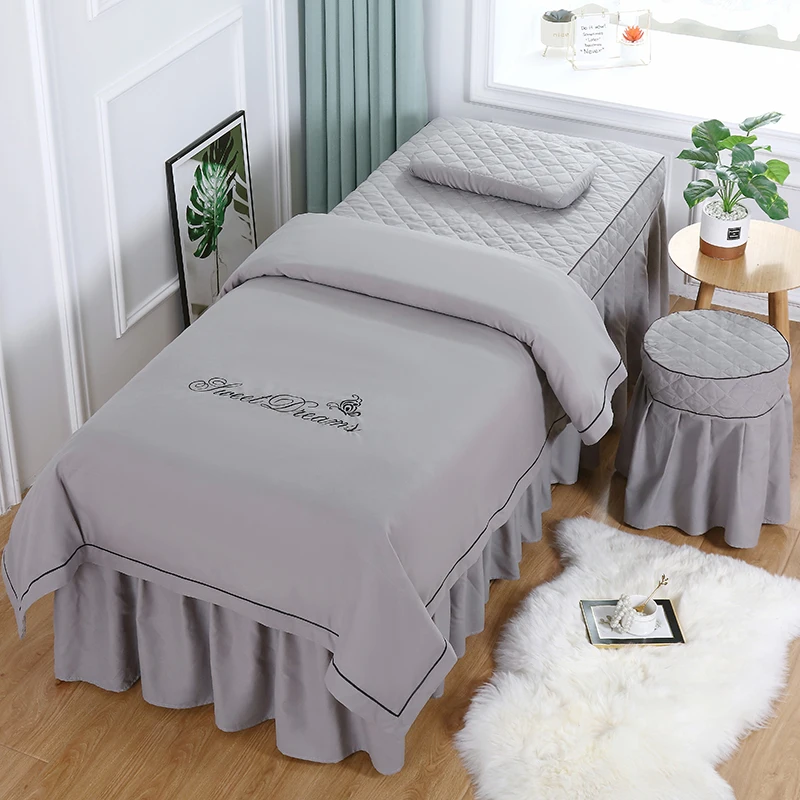 

4pcs Bedding Sets for Beauty Salon Massage Spa Tuina Bedskirt Pillowcase Stool Cover Duvet Cover Beauty Salon Bed Lines Set