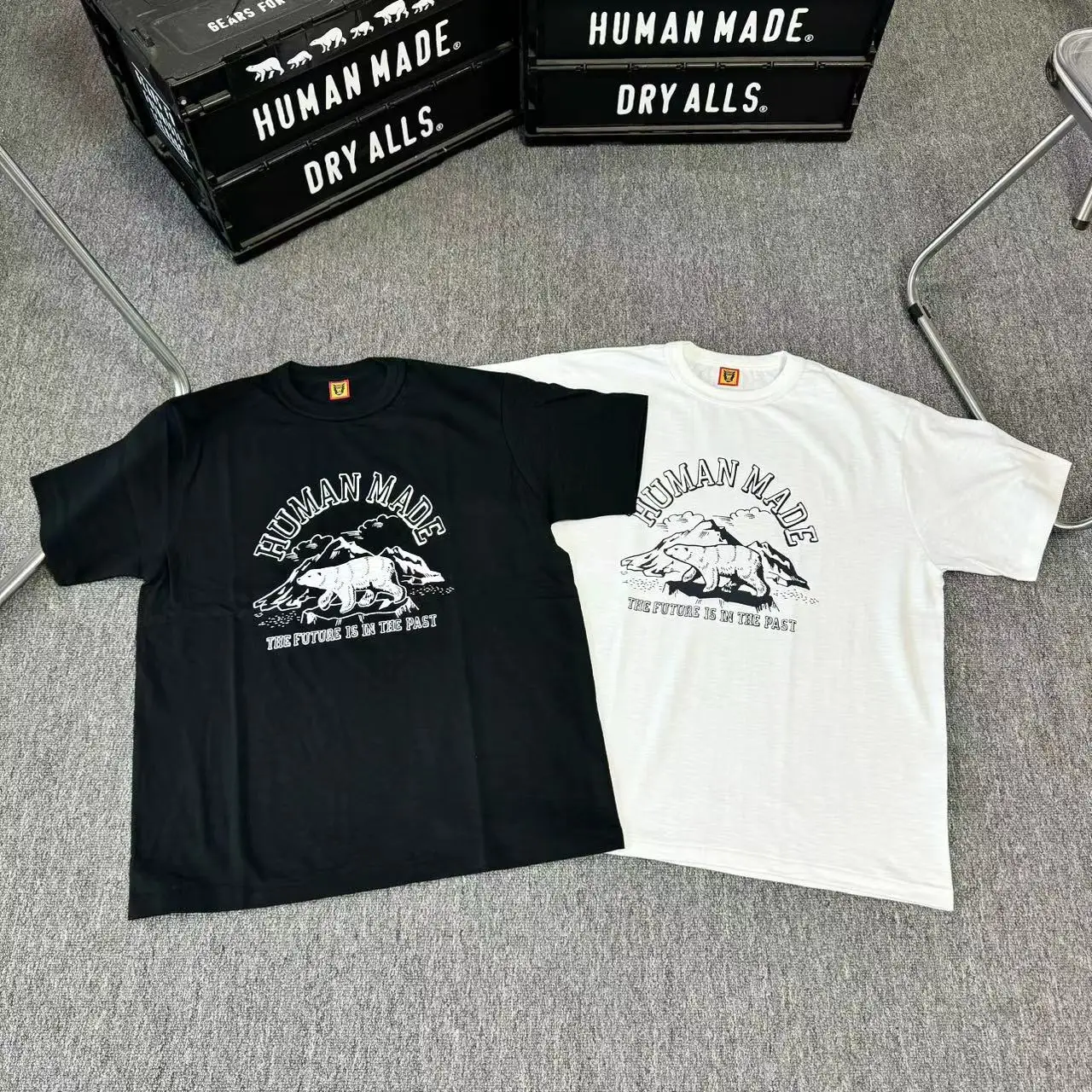 2026 New Human Made Polar Bear Printed Short Sleeve Japanese Bamboo Cotton Couple Round Neck T-shirt for Men and Women