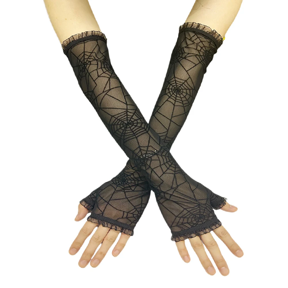 2026 new cosplay Halloween costume for women, witch role-playing party, spider web, fingerless gloves