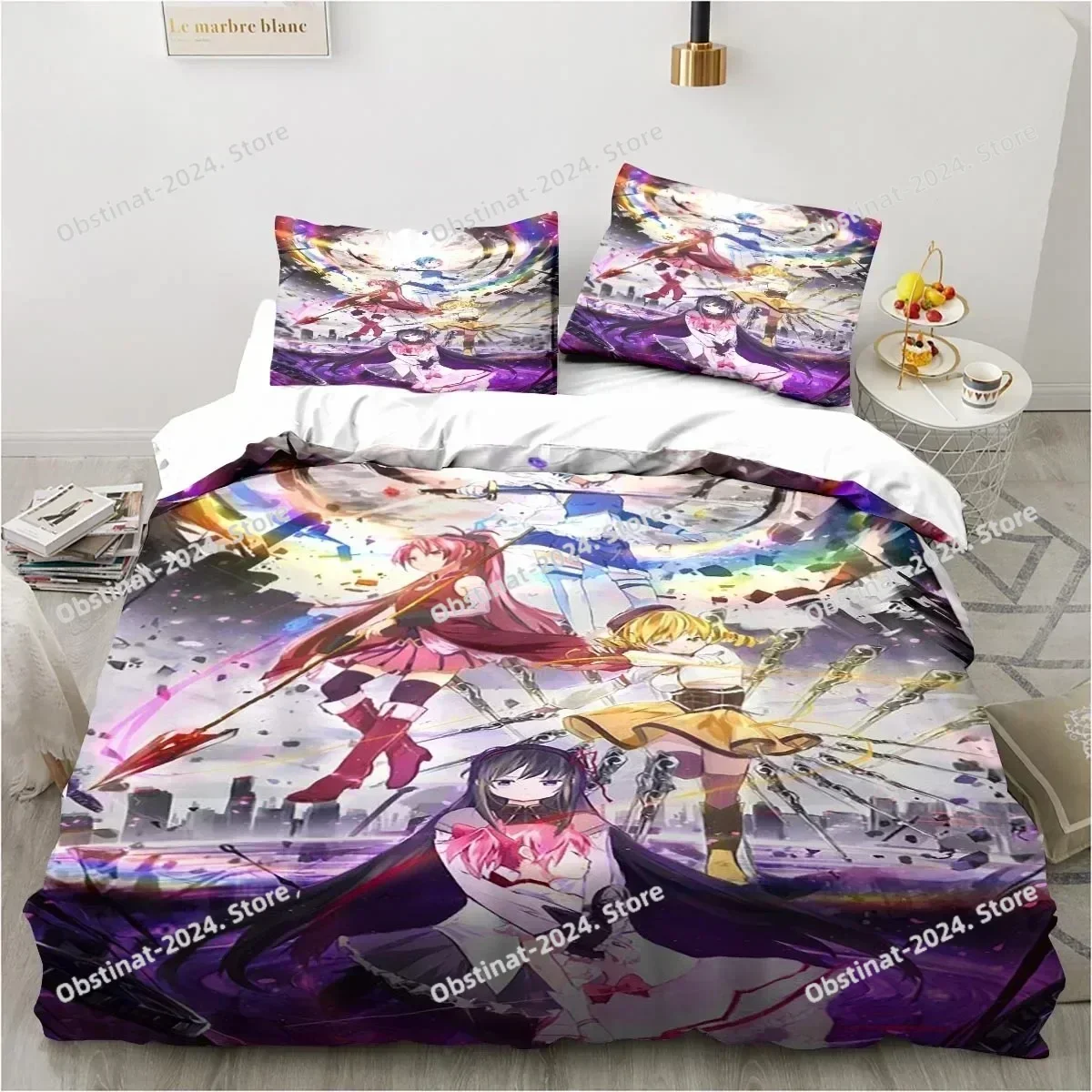 Puella Magi Madoka Magica Bedding Set Printed single Comforter Quilt Bed Cover Duvet Cover Pillow Case 3 Pieces Kids Adult Size