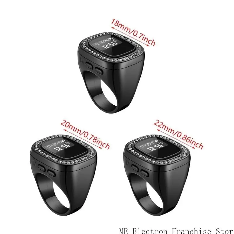 T5EA Digital Finger Counter Ringe mit Azan Alarm Feature Reminder -Gerät für Muslime