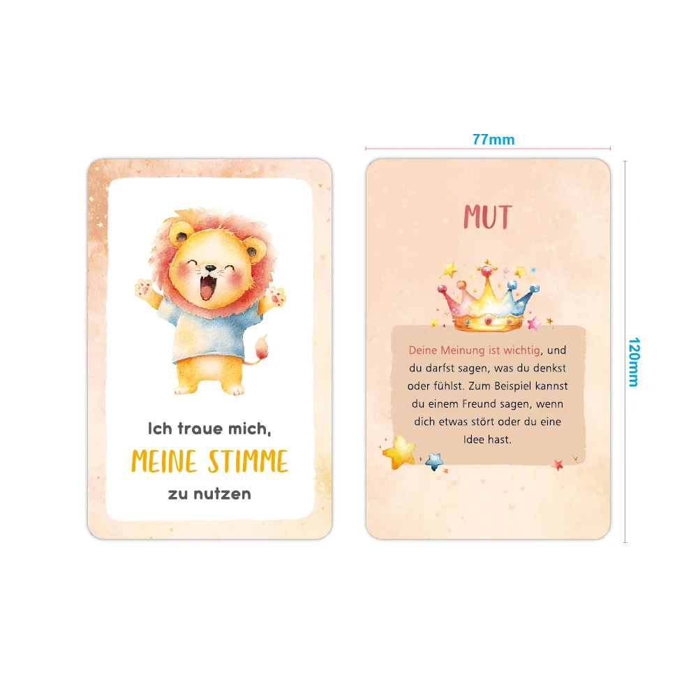 New Mindfulness Cards 32PCS Animal English Emotion Courage Cards German Affirmation Cards Early Learning Cards
