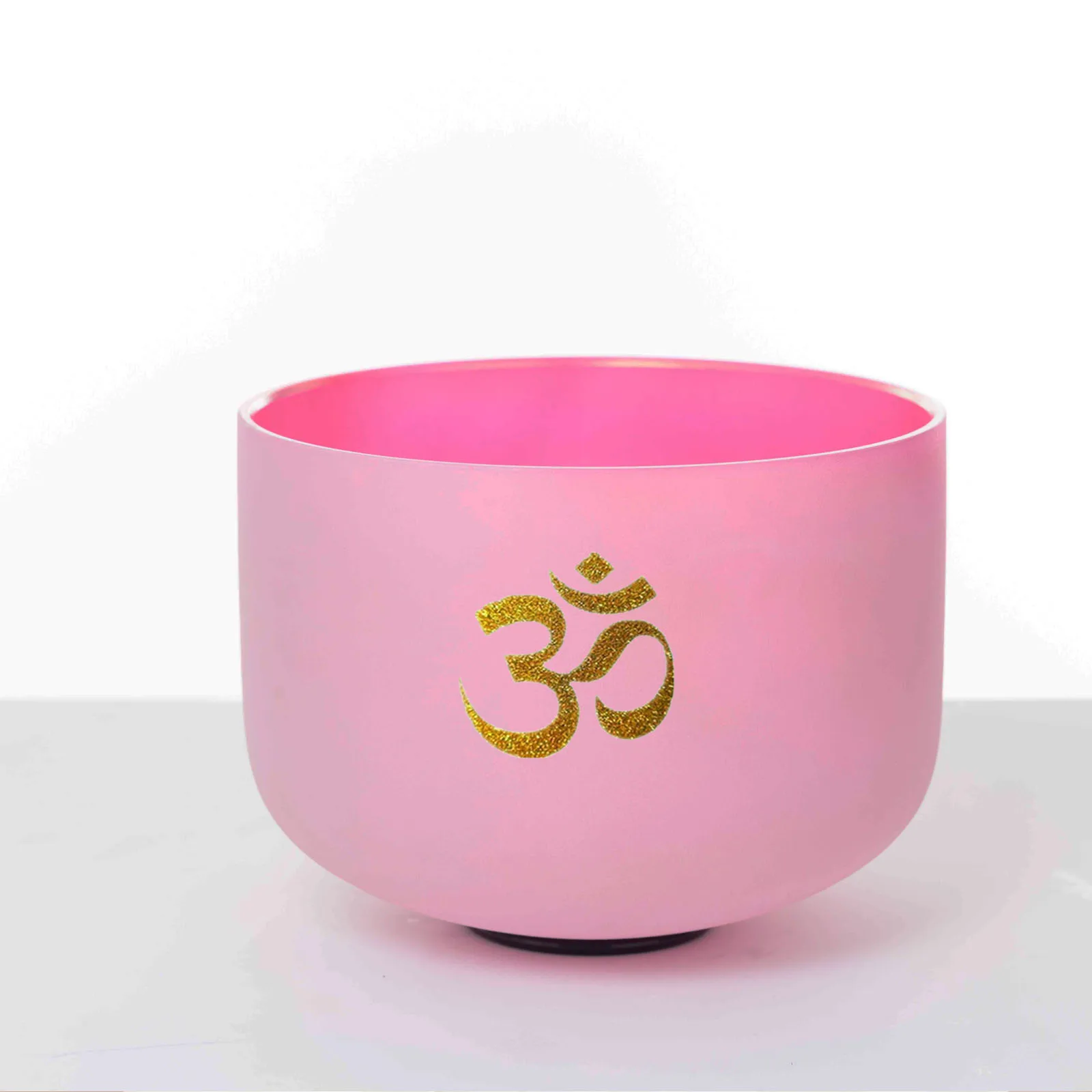 Hye-eun 8 Inch B Note 440/432hz Frosted Quartz Crystal Singing Bowl with OM Design Crown Chakra with Mallet and O-ring