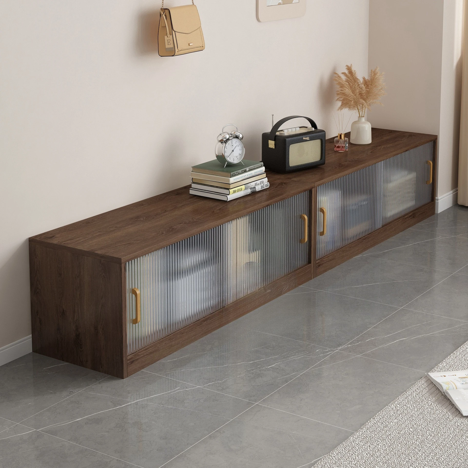 Solid wood can be fixed bay window cabinet floor cabinet balcony cabinet low with door low long locker
