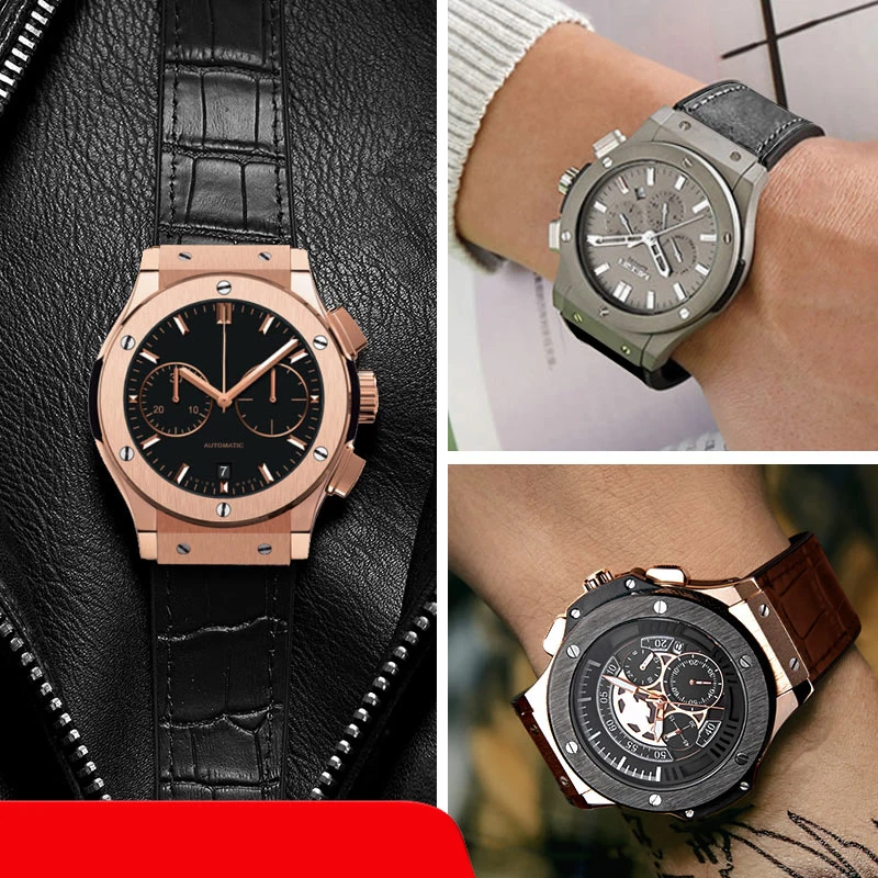 Ремешок для часов Hublot Classic Fusion Big Bang, выпуклый резиновый браслет для мужских часов 26 мм * 19 мм из коровьей кожи