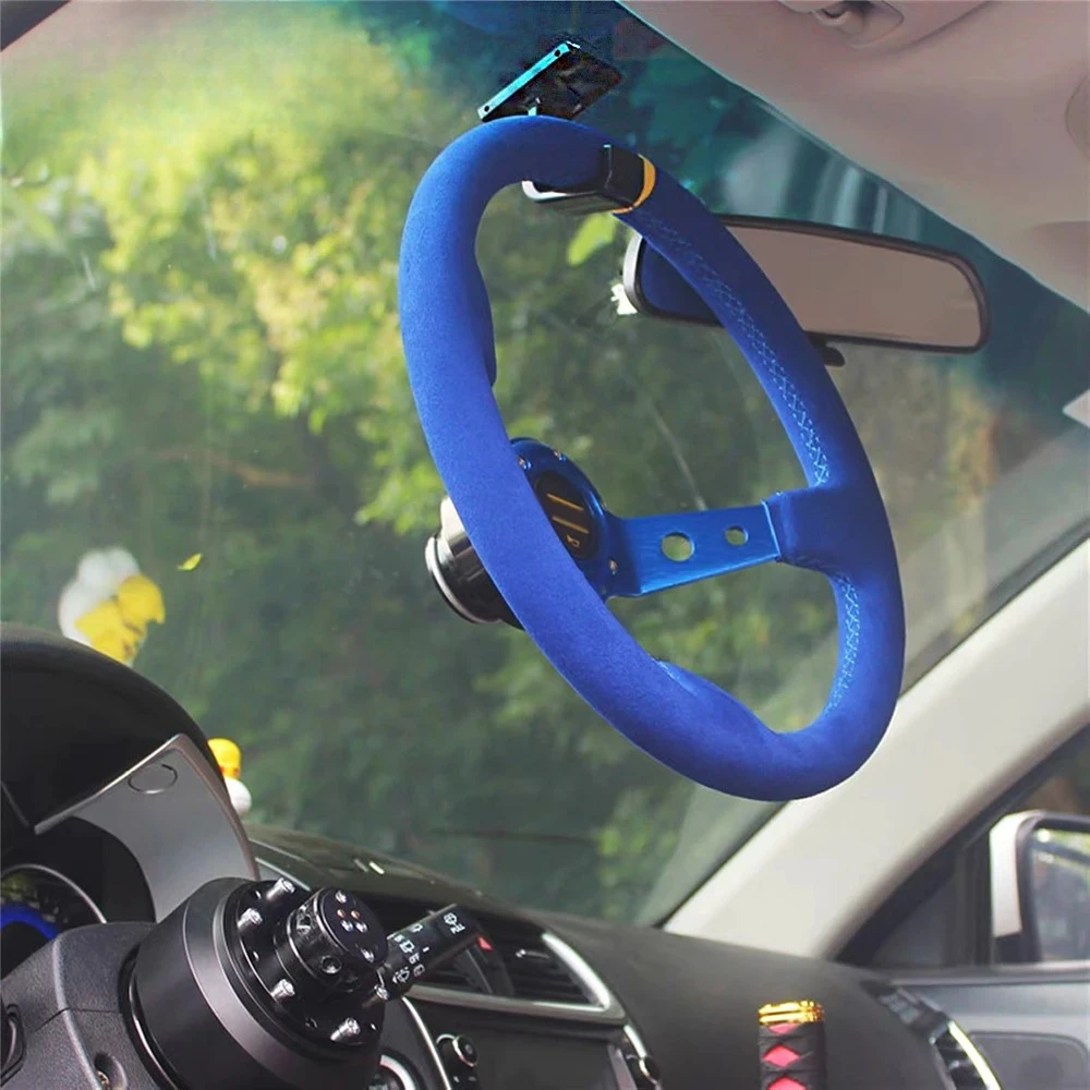 Gancho de volante modificado para carro JDM 45 ° /60 °   Gancho de volante com aparência de carbono preto Cabide de volante