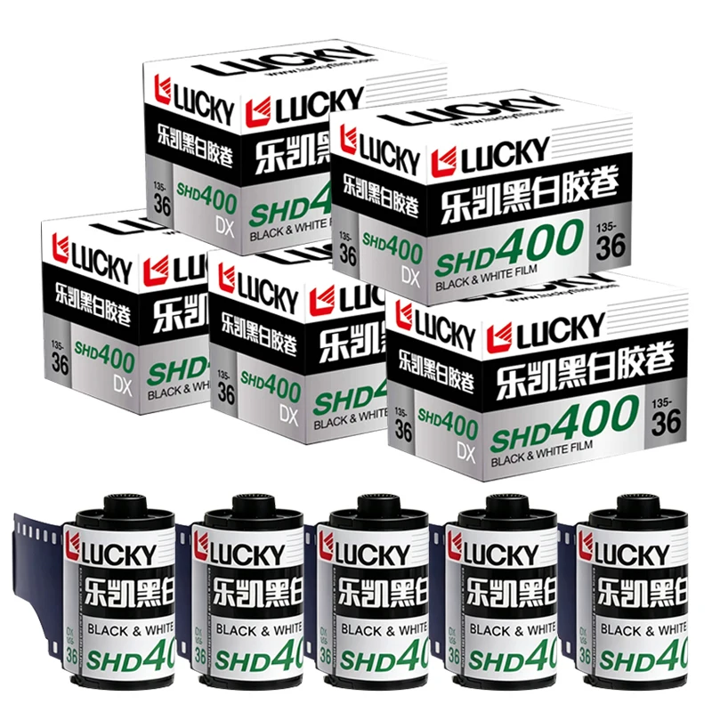 5Rolls CHINA LUCKY SHD 400 135 Black And White Film 36 Exposure With DX Code ISO 400, fit for H35 M35 M38 F9