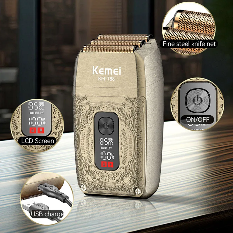 Kemei Rasoio Ricaricabile Macchina Da Uomo Rasoio Elettrico Impermeabile Barbiere Stile Professionale Artigianale Taglio Dei Capelli Barba Trimmer T88