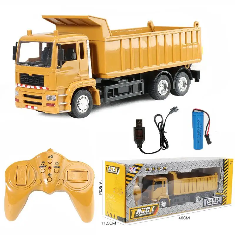 Rc Cars  Dump Truck Vehicle Toys For Children Boys Xmas Birthday Gifts Yellow Color Transporter Engineering Model Beach Toys