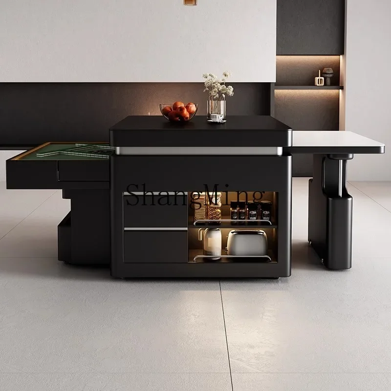 SM's new mahjong table island table integrated dual-purpose retractable two-in-one multi-functional electric lift