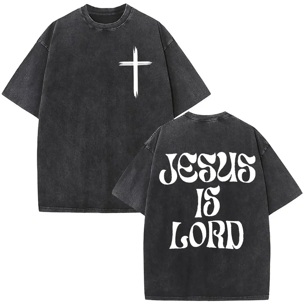 Christian Jesus Is The Way Washed Vintage T Shirts Men Women Fashion Casual Soft Cotton T-shirt Male Oversized Crewneck Tshirt