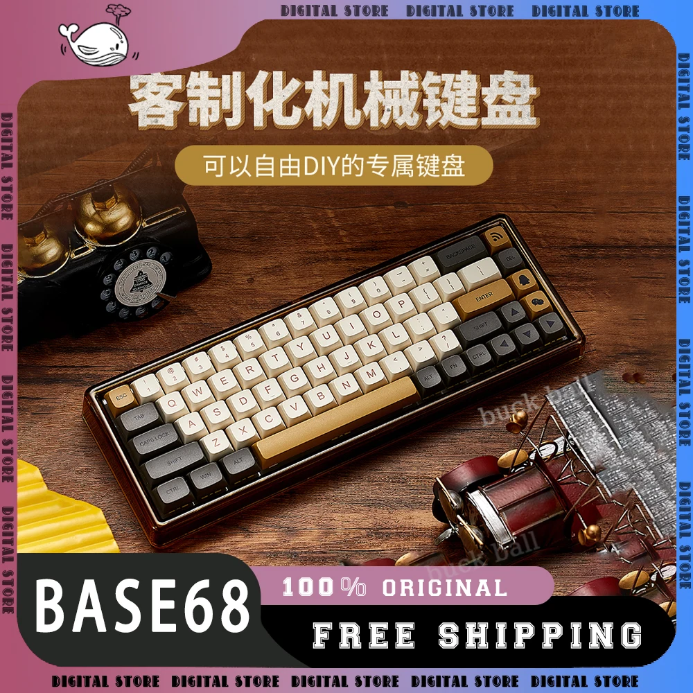 

Ainbell BasGame Mechanical Keyboard 3Mode USB/2.4G/Bluetooth Wireless Keyboard 68key Hot Swap Rgb Backlight Gaming Keyboard Gift