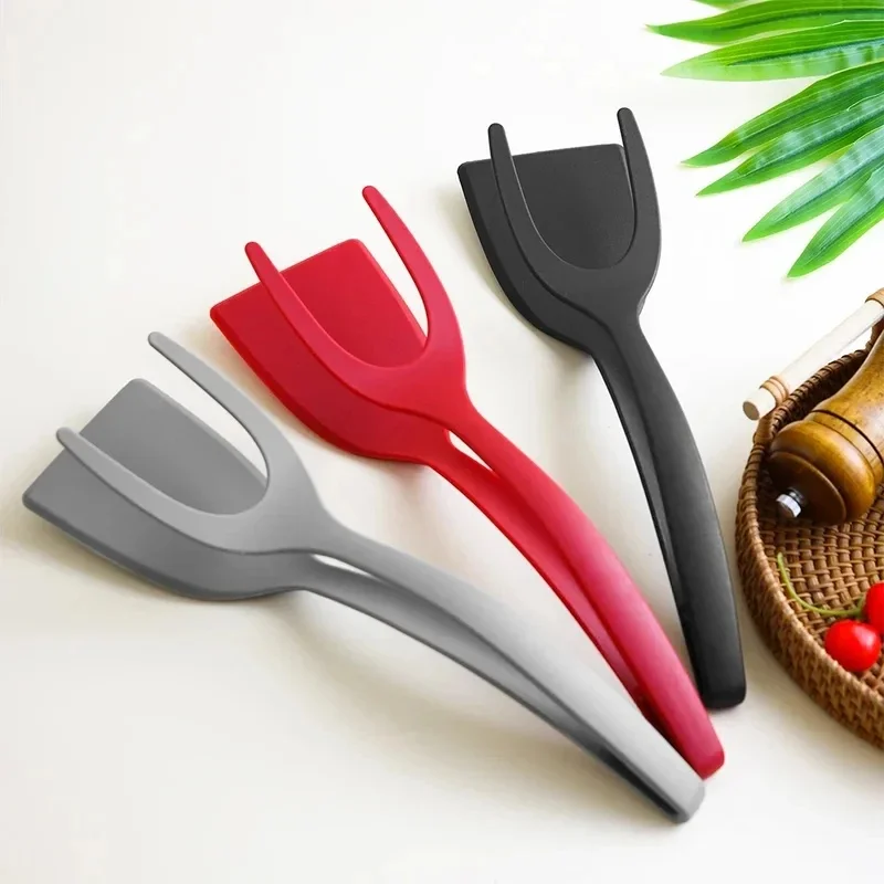 1-4pcs Egg Flipper Spatula Grip And Flip Spatula Tongs Silicone Egg Flipper Tool Fish French Toast Tongs Non-Stick Cooking