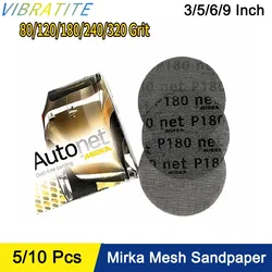 3'' 5'' 6 ''9'' Dust Free Mesh Sanding Discs Hook & Loop Dry Grinding Abrasive MIRKA Sandpaper 80 to 320 Grit for Polishing