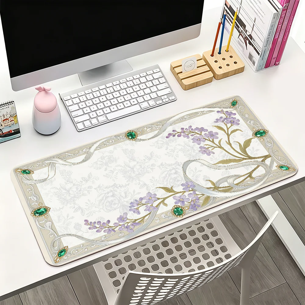 Vintage Flower Pattern Mouse Pad For Office Gaming And Keyboards Non-Slip Large Waterproof