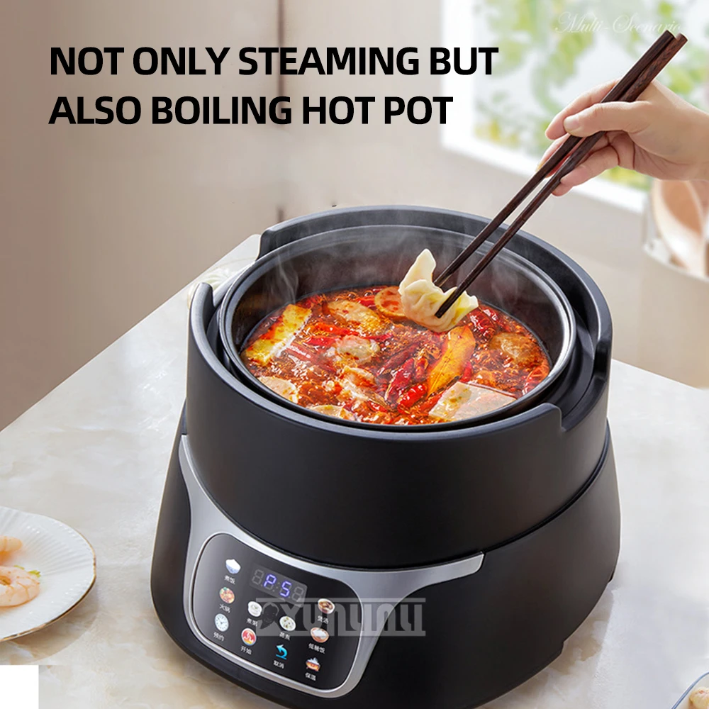 Fogão De Arroz Elétrico Portátil, Panela De Sopa, Multicooker, Máquina De Cozinhar Mingau, Smart Household, 5L