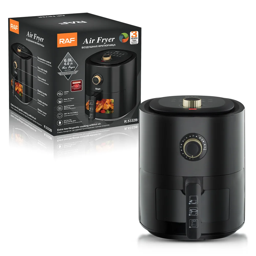 مقلاة هوائية مرئية متعددة الوظائف ، بدون دخان زيت ، سعة كبيرة ، آلة البطاطس المقلية ، منزلية ، 6 لتر