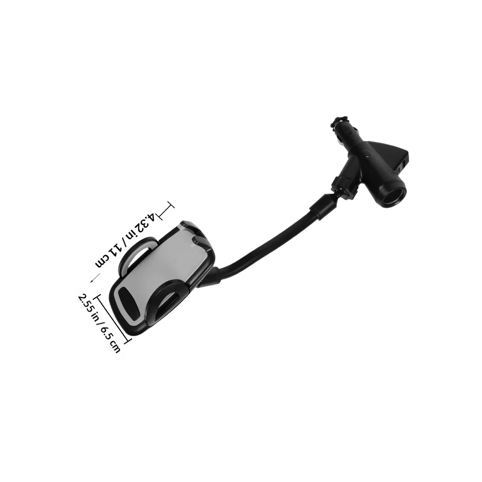 Car Phone Holder Mount Dual USB Charger for 3-6.5 Inch Devices Cigarette Lighter Adapter 5V 1A Output Sturdy ABS Pc Build Anti