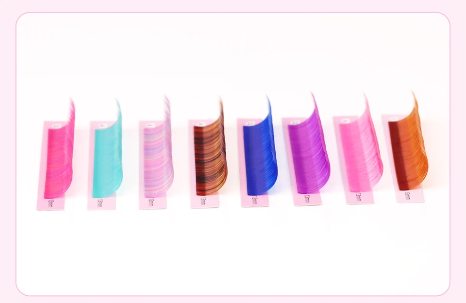 Farbige Einzelwimpern mit Farbverlauf für Cosplay, Nerzwimpern für Make-up in Gelb, Rot, Grün, Lila, Blau, Braun, Rosa, Wimpernverlängerung – Detail 11