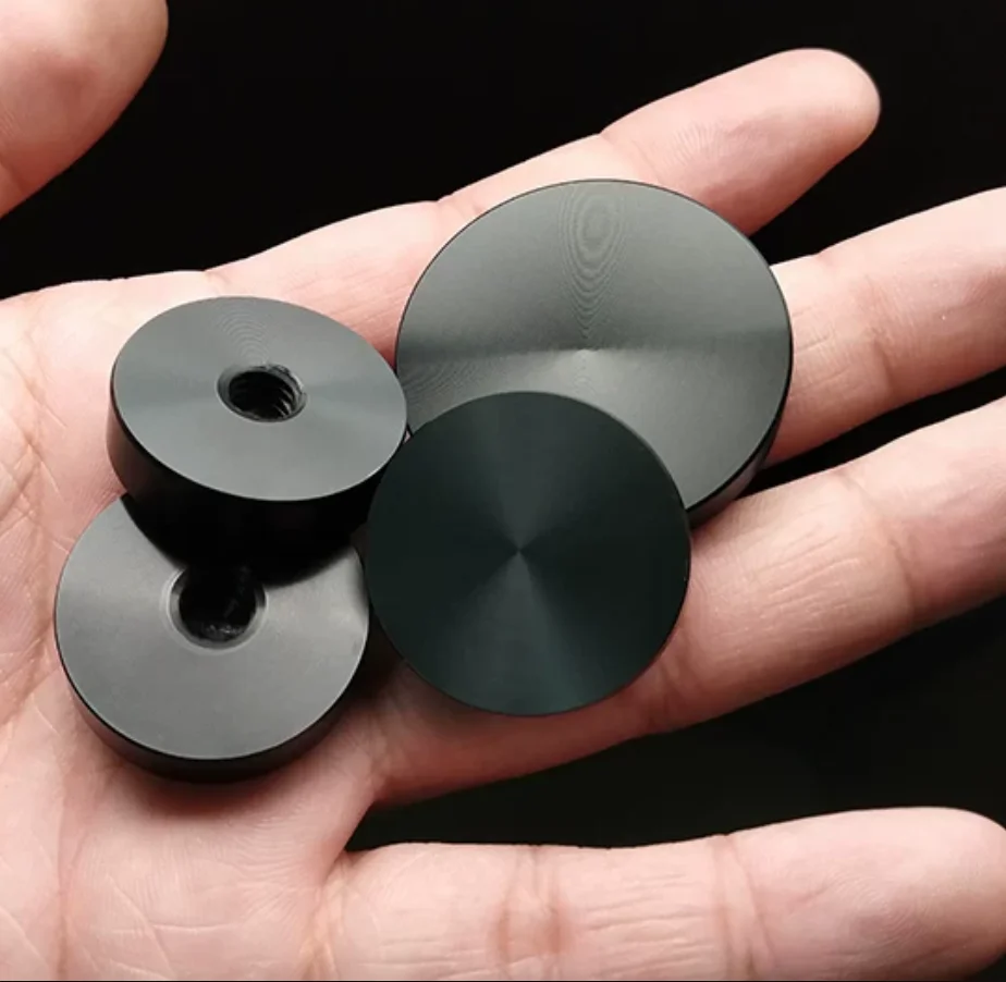 4Pcs Gold Black Circular Aluminum Glass Table Top Adapters Disc Coffee Tea Table
