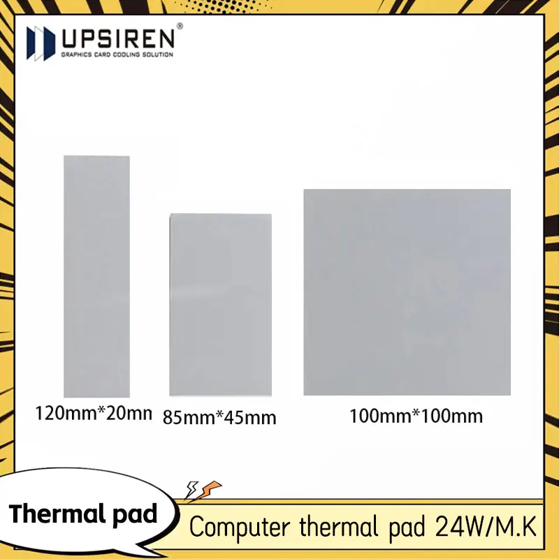 UPSIREN 24W/MK Heat Dissipation Rubber Gasket 85x45/100x100/120x20mm Laptop CPU Graphics Card Heat Dissipation Silicone Sheet