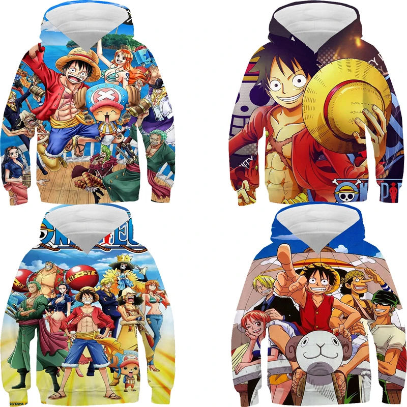 One Piece Hoodie Kids hooded Sweatshirt Anime Luffy Hoodie Kids Clothes Boys Girls Long Sleeve Autumn Warm Pullover Casual Tops