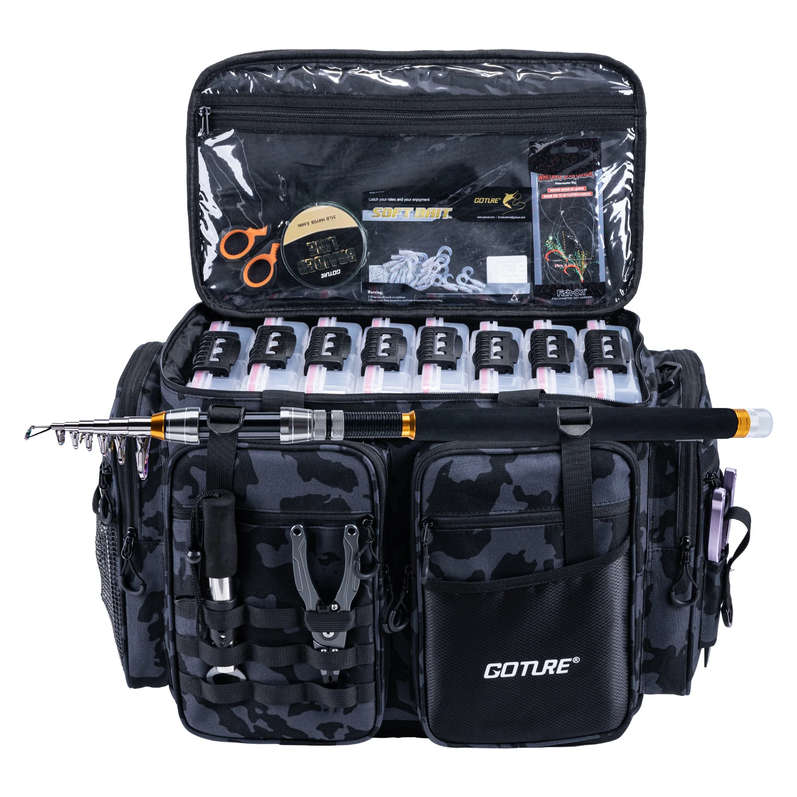 

Goture Fishing Tackle Bags Shoulder Bag High capacity 600D Oxford cloth Storage Case Outdoor Travel Hunting Bag 53*29*38.5cm