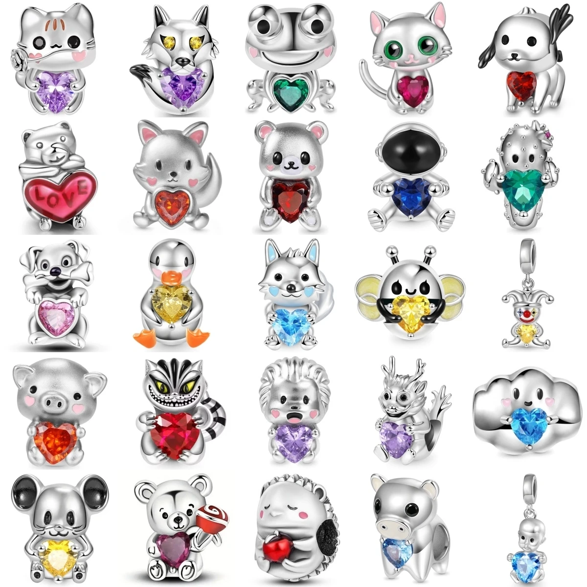 

New 925 Sterling Silver Duck Mouse Dragon Wolf Pendant Bead Fit Original Charms Bracelet necklace Jewerly Accessories