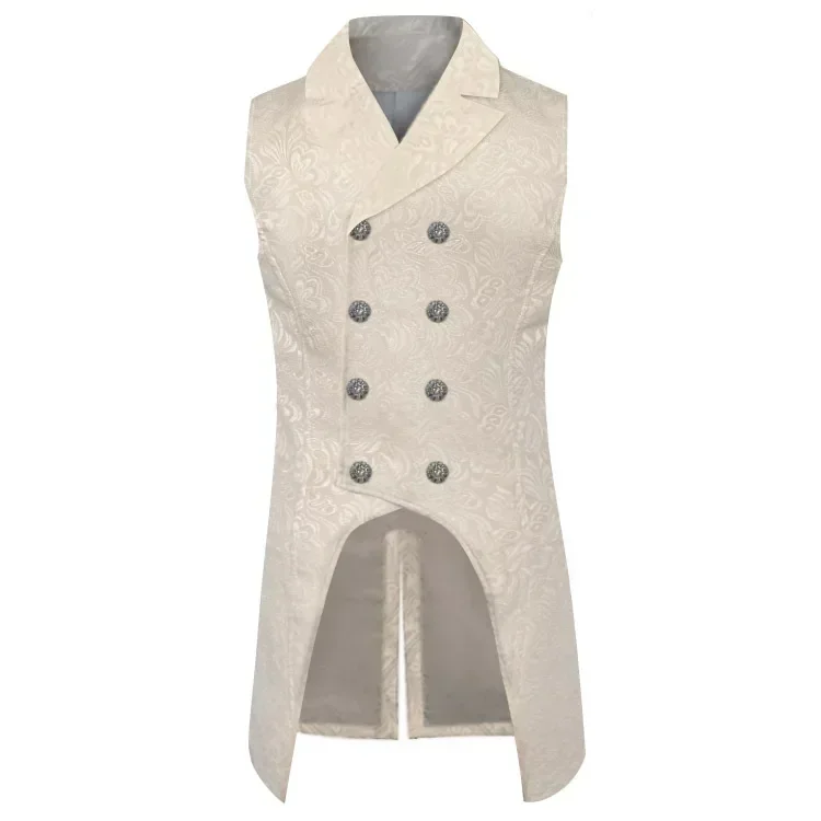 

2025 Men's Retro Long Vest Medieval Tuxedo Pirate Cosplay Waistcoat Gothic Victorian Steampunk Swallow Top Blazer Costume