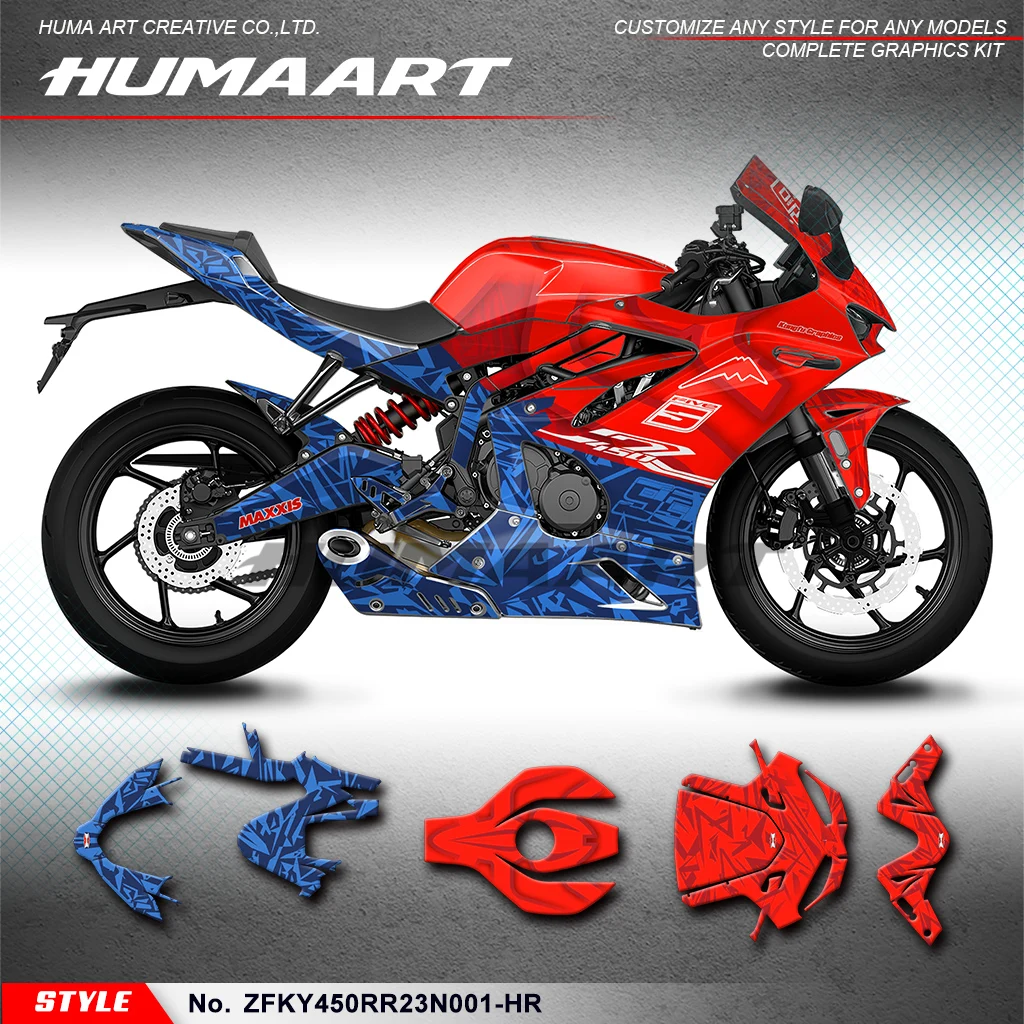 HUMAART Race Complete Vinyl Custom Decals Stickers Graphics Kit for KOVE 450RR 2023 2024, ZFKY450RR23N001-HR