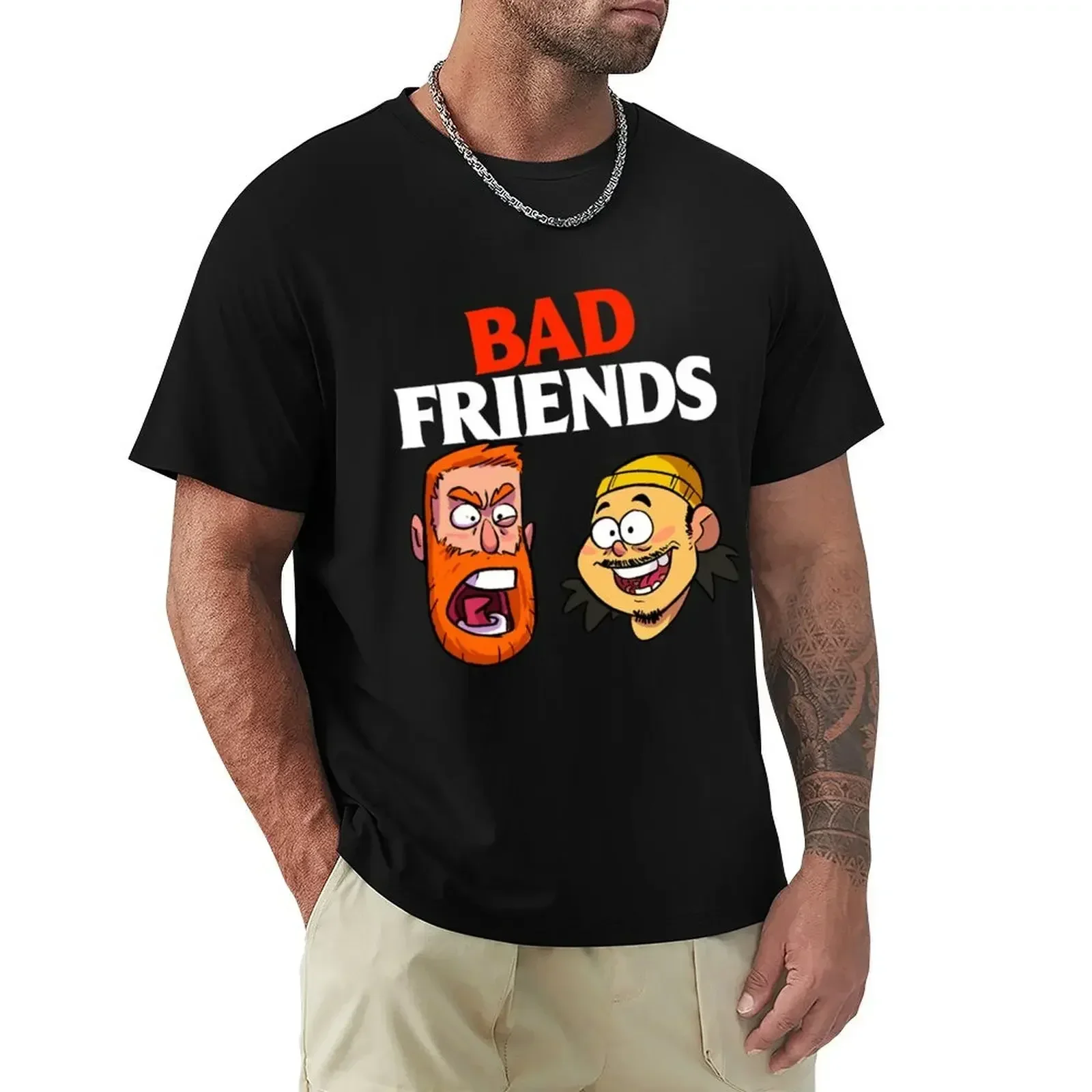 2024 four season t shirt Bad Friends Podcast T-shirt korean fashion tops t shirts men short sleeves pure cotton tops streetwear