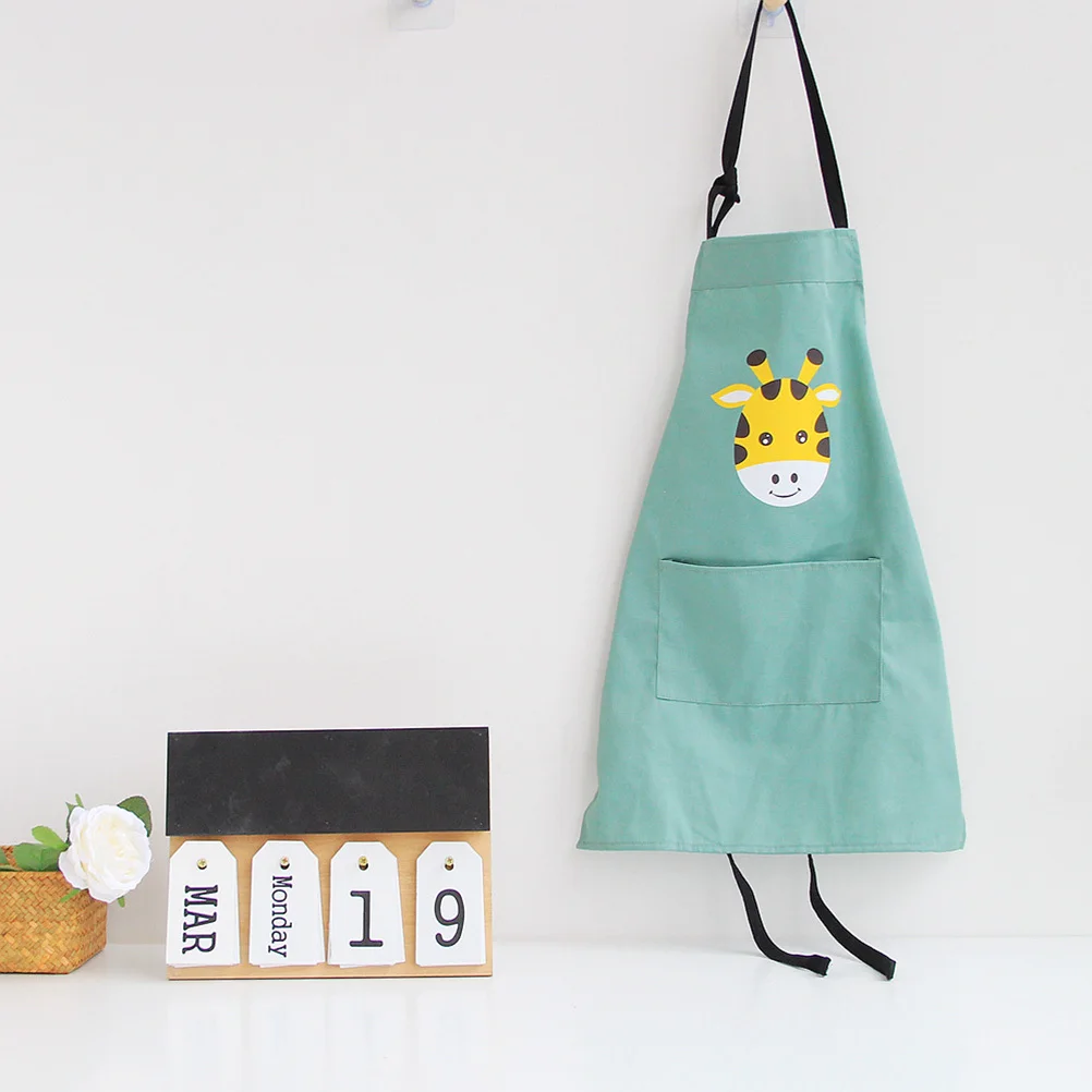 

Parent- Cartoon Animal Apron Size S Cotton Adjustable Hanging Neck Pocket Cooking Baking Gardening