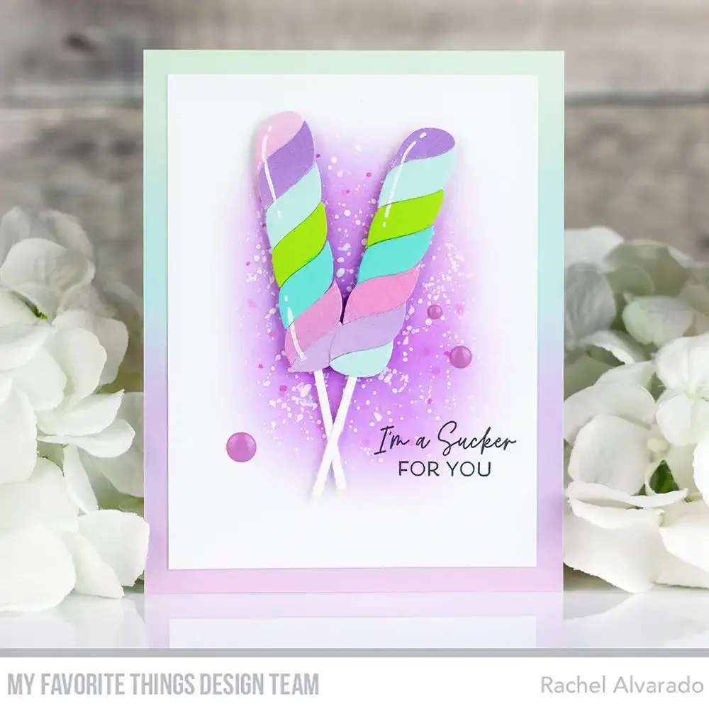 Many decorations are sprinkled on the top of the lollipop Metal cutting dies slimline essentials scrap booking card stencil cut