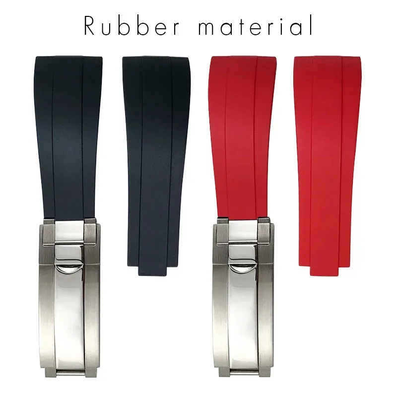 Metal Curved End Link Endlink Rubber Watchband 19mm 20mm 21mm for Rolex Submariner Datejust Daytona OYSTERFLEX Silicone Strap